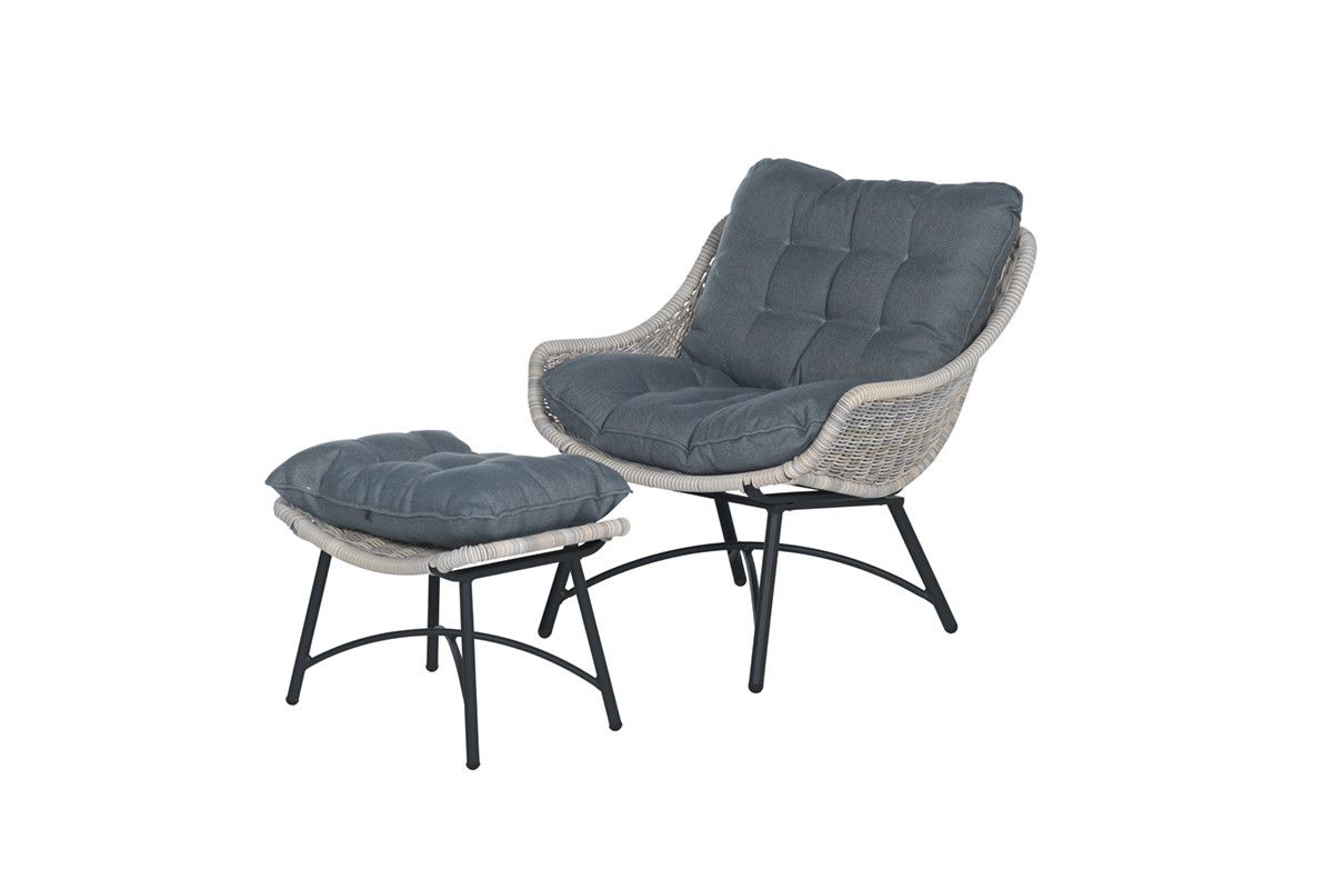 Afbeelding Garden Impressions - Logan lounge chair+footrest v. willow Ø6mm/ ref. b door Wohi.nl