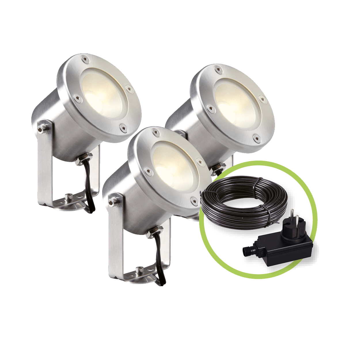 Afbeelding Garden Lights LED-spotlight Catalpa RVS 3 stuks 4121603 door Wohi.nl